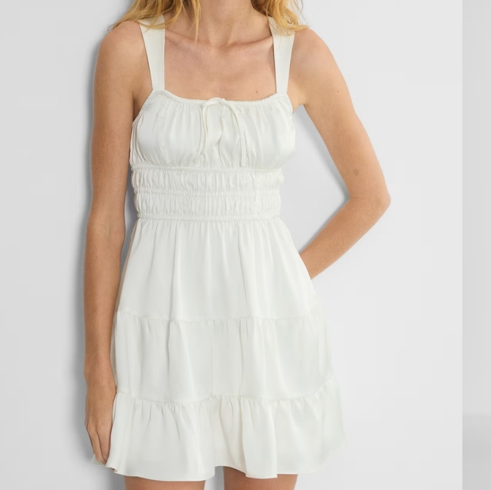 NWT Aritizia Satin Dress Sunday Best Martine Light Birch Small